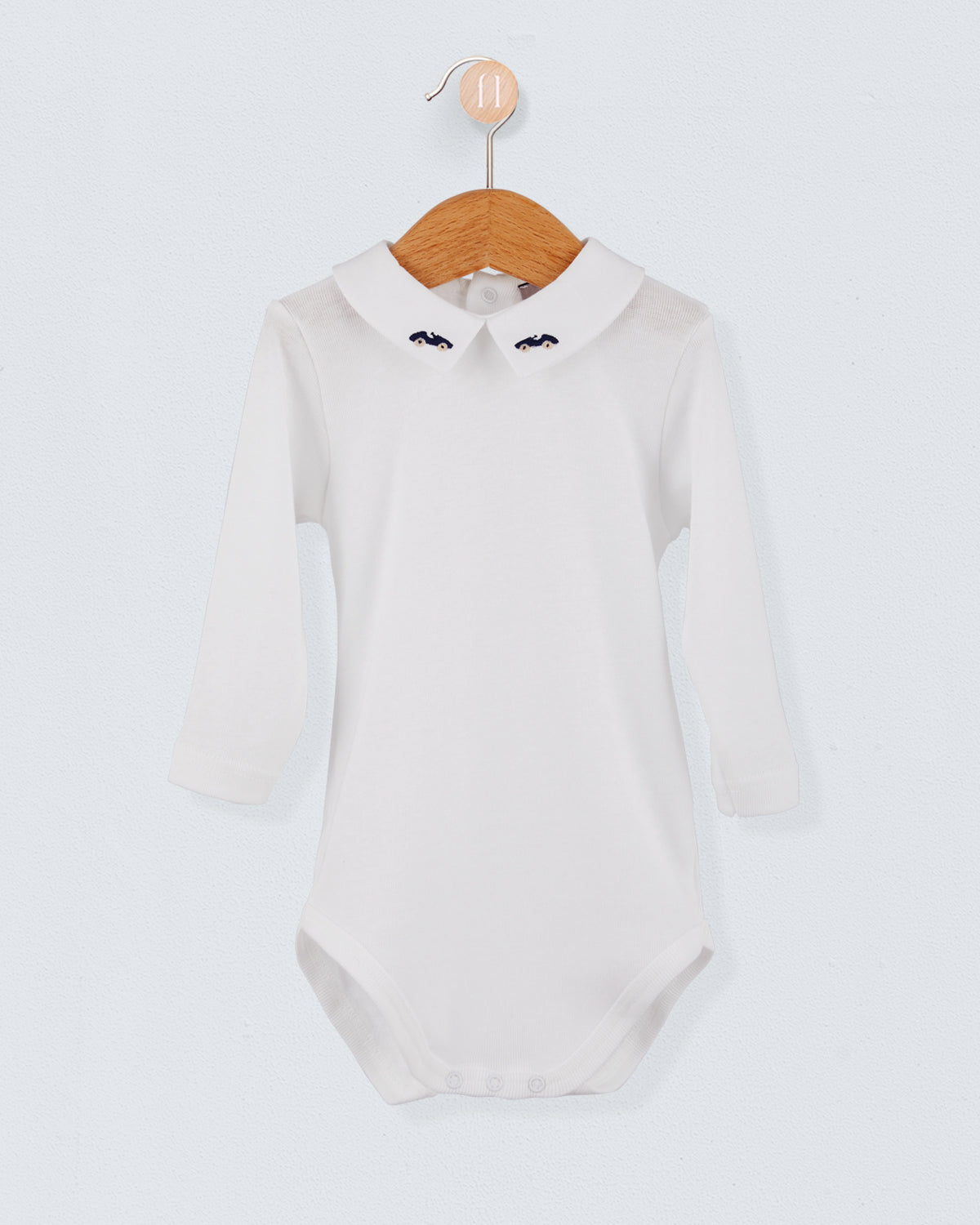 Italian Embroidered Navy Car Onesie